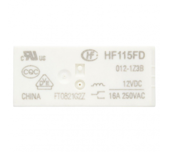 Реле электромагнитные HONGFA HF115F/012-1ZS3 Реле 12В SPDT 250В16А (AgCdO) шаг 5мм#2173361