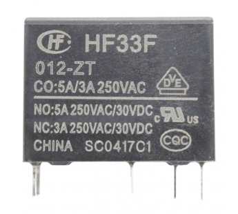 Реле электромагнитные HONGFA HF33F/012-ZS3 Реле 12В SPDT 250В5А (AgNi)#2173062