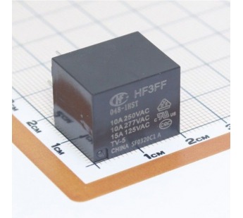 Реле электромагнитные HONGFA HF3FF/048-1HST Реле 48В SPST-NO277В 10А (AgSnO)#2173411