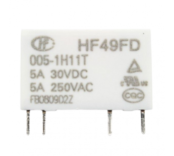 Реле электромагнитные HONGFA HF49FD/005-1H11T Реле 5В SPST-NO250В 5А (AgSnO) шаг 5мм#2173047
