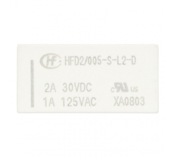Реле электромагнитные HONGFA HFD2/005-S-L2 Реле 5В DPDT 125В 1А(AgPb/Ag+Au) сигнальное с фиксацией 2 катушки [G6AK-274P-ST15-USDC5]#2173052