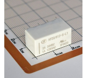 Реле электромагнитные HONGFA HFD2/012-S-L1 Реле 12В DPDT 125В 1А(AgPb/Ag+Au) сигнальное с фиксацией 1 катушка [G6AU-274P-ST15-USDC12]#2173401