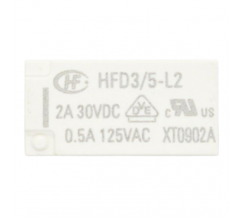 Реле электромагнитные HONGFA HFD3/5-L2 Реле 5В DPDT 125В 0,5А(AgNi+Au) сигнальное с фиксацией 2 катушки [G6SK-2-Y DC5]#2173004