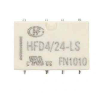 Реле электромагнитные HONGFA HFD4/24-LSR Реле 24В DPDT 125В0,5А (AgNi+Au) сигнальное с фиксацией 1 катушка SMT#2173009