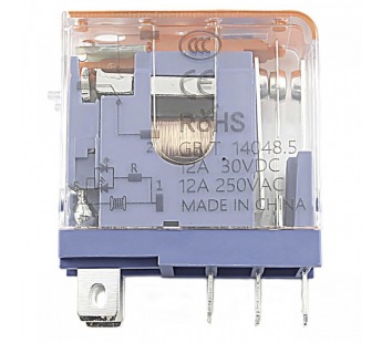 Реле электромагнитные LANBOO LBJ13A Реле LBJ13A-11T/DC24V/12A смеханическим и LED индикатором 24В SPDT 250В 12А 5pin, ручнаякоммутация#2172997