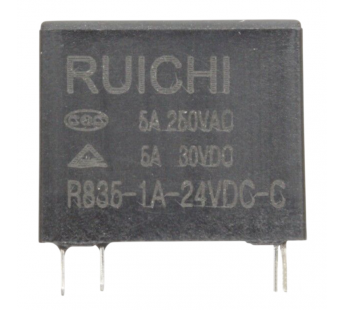Реле электромагнитные Ruichi R835-1A-24VDC-C Реле 24В SPST-NO250В 5А#2172963