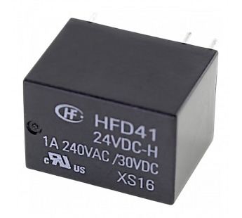 Реле электромагнитные HONGFA HFD41/24VDC-H Реле 24В SPDT 240В1А (AgNi)#2172984