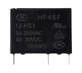Реле электромагнитные HONGFA HF46F/12-HS1 Реле 12В SPST-NO 250В5А (AgNi)#2173395