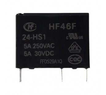 Реле электромагнитные HONGFA HF46F/24-HS1 Реле 24В SPST-NO 250В5А (AgNi)#2173414