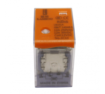 Реле электромагнитные LANBOO LBJ21A Реле LBJ21A-22/DC12V/12A смеханическим и LED индикатором 12В DPDT 250В 12А контакты 2,6мм8pin#2173273