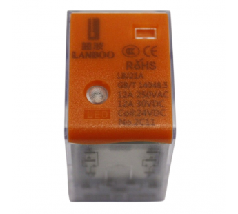 Реле электромагнитные LANBOO LBJ21A Реле LBJ21A-22/DC24V/12A смеханическим и LED индикатором 24В DPDT 250В 12А контакты 2,6мм8pin#2173272