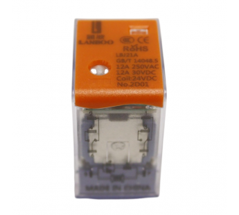 Реле электромагнитные LANBOO LBJ21A Реле LBJ21A-22D/DC24V/12A смеханическим и LED индикатором 24В DPDT 250В 12А контакты 4,8мм8pin#2173269