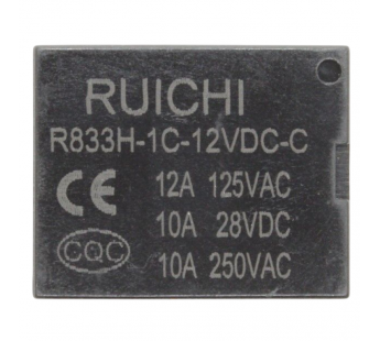 Реле электромагнитные Ruichi R833H-1C-12VDC-C Реле 12В SPDT 250В10А#2173302