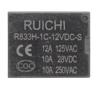 Реле электромагнитные Ruichi R833H-1C-12VDC-S Реле 12В SPDT 250В10А#2173301