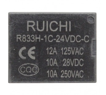 Реле электромагнитные Ruichi R833H-1C-24VDC-C Реле 24В SPDT 250В10А#2173300