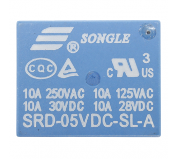 Реле электромагнитные Songle SRD-05VDC-SL-A Реле 5В SPST-NO 250В10А 4 конт.#2173529