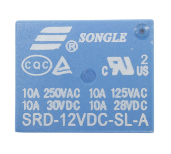 Реле электромагнитные Songle SRD-12VDC-SL-A Реле 12В SPST-NO250В 10А 4 конт.#2173527