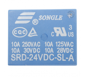 Реле электромагнитные Songle SRD-24VDC-SL-A Реле 24В SPST-NO250В 10А 4 конт.#2173525