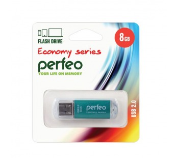 Флеш-накопитель USB2.0 8Gb Perfeo E01 (PF-E01G008ES) Зеленый, шт#2175828