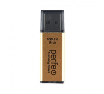 Флеш-накопитель USB2.0 8Gb Perfeo E03 (PF-E03Gl008ES) золотой, шт#2175817