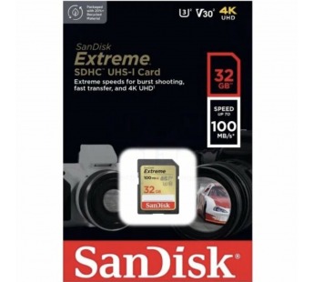 SDHC  32GB  SanDisk Class 10 Extreme V30 UHS-I U3 (100 Mb/s)#2175670