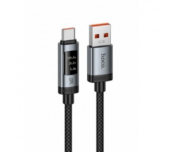Кабель USB - Type-C HOCO U148 (5A/100W/1.2m/дисплей/текстиль) черный#2182593