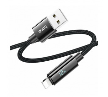 Кабель USB - Lightning HOCO U125 (2.4А/1.2m/дисплей/текстиль) черный#2182587