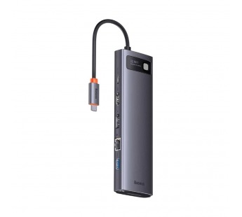 USB-концентратор Baseus Metal Gleam (12-in-1)(USB-C to HDMI+USB 3.0+PD+RJ45+SD/TF+DP+3.5mm) (Серый)#2183408