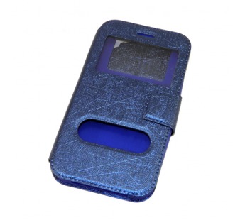 Чехол универсальный с окошком и силиконовой вставкой с имитацией царапин 5,5 синий#70957