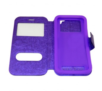 Чехол универсальный с окошком и силиконовой вставкой с имитацией царапин 5 фиолетовый#70943