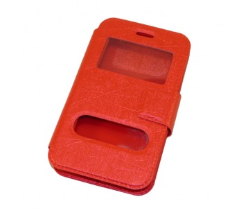 Чехол универсальный с окошком и силиконовой вставкой с имитацией царапин 4,7 красный#85603