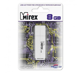 Флеш-накопитель USB 8GB Mirex LINE WHITE (ecopack)#693952