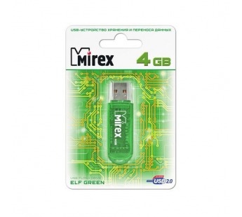 Флеш-накопитель USB 4GB Mirex ELF зеленый (ecopack)#115994