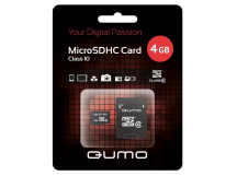 Карта памяти MicroSD 4 Gb Qumo Class 10 + SD адаптер