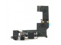 Шлейф для iPhone 5S на системный разъем/разъем гарнитуры/микрофон Черный