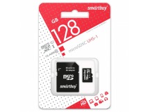 Карта памяти MicroSD 128GB Smart Buy Class10 UHS-I + SD адаптер