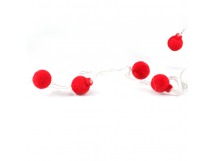 Декоративная гирлянда KOCМОС 150 "пушистые шарики", красные