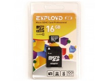 Карта памяти MicroSD 16GB Exployd Class 10 + SD адаптер