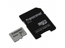 Карта памяти MicroSD 64GB Transcend 300S UHS-I U1 + SD адаптер
