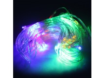 Светодиодная гирлянда - 96 цветных светодиодов, 1,2м x 1м, прозрачный провод, контроллер, (Сетка)
