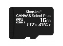 Карта памяти MicroSD 16GB Kingston Class 10 Canvas Select Plus A1 (100 Mb/s) + SD адаптер