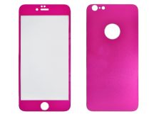 Защитное стекло для iPhone 6 Plus с отверстием под лого (3D переднее+заднее) (розовый)