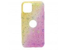 Чехол Case Rainbow на iPhone 11Pro (блестки и стразы) Ombre flowers