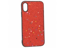 Чехол Case Rainbow на iPhone X/XS (блестки и стразы-красный) 3