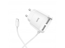 Адаптер сетевой Hoco C59A + кабель MicroUSB (Белый)