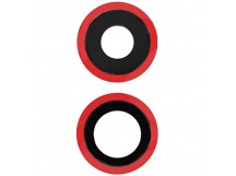Стекло камеры для iPhone 11 (красный) в сборе (комплект 2 шт)