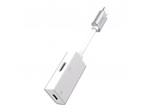 Разветвитель Hoco LS15 Apple, (наушники lightning+зарядка) серебристый