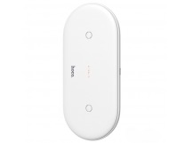 Беспроводное зарядное устройство Hoco CW23, 2в1(Phone+Phone/AirPods) цвет белый