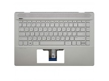 Клавиатура HP Pavilion 14-ce топ-панель серебро  (для моделей со сканером отпечатка)