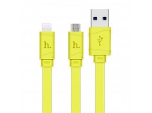 Кабель USB Hoco X5 2в1 Apple+Micro желтый 1м